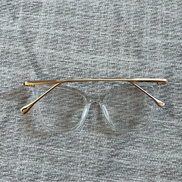 Cateye Women’s Clear Casual Glasses with Gold Temples - Picture 2 of 4